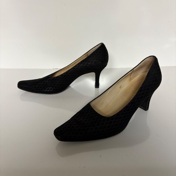 Rangoni Firenze Black Suede Leather Heels Size 7.5B Italy Elegant Womens Shoes - Picture 1 of 10